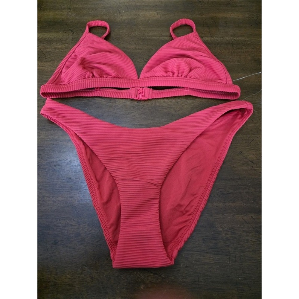 NWOT Seafolly 8 USA Essentials Fixed Ribbed Triangle Bikini Top & Bottom 126758